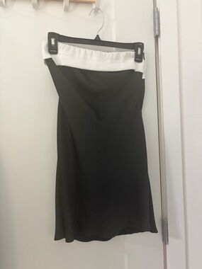 Princess Polly Black Midi Skirt with White Waistband